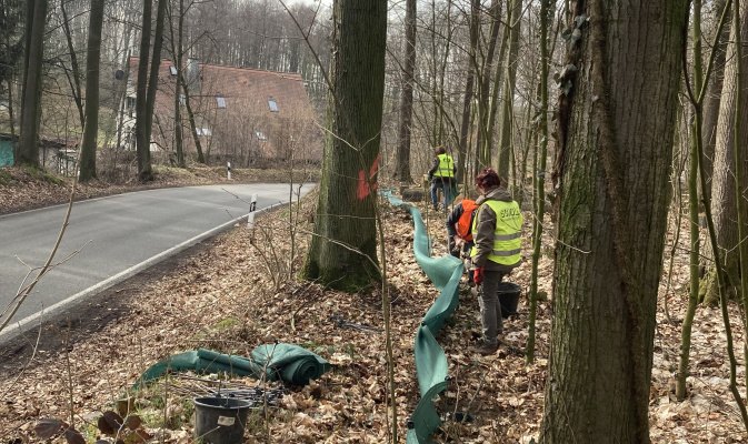 Errichtung des 340 m langen Zauns – Foto: Esther Sossai